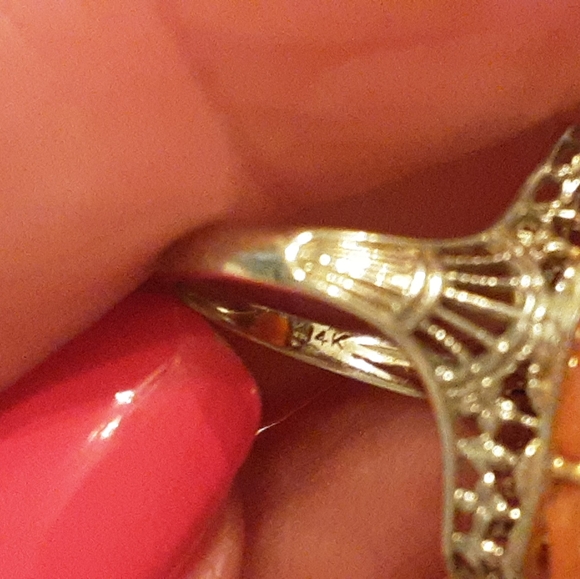 ANTIQUE 14K SOLID GOLD, FILLGREE CAMEO RING, SIZE 3 1/4 - Picture 9 of 16